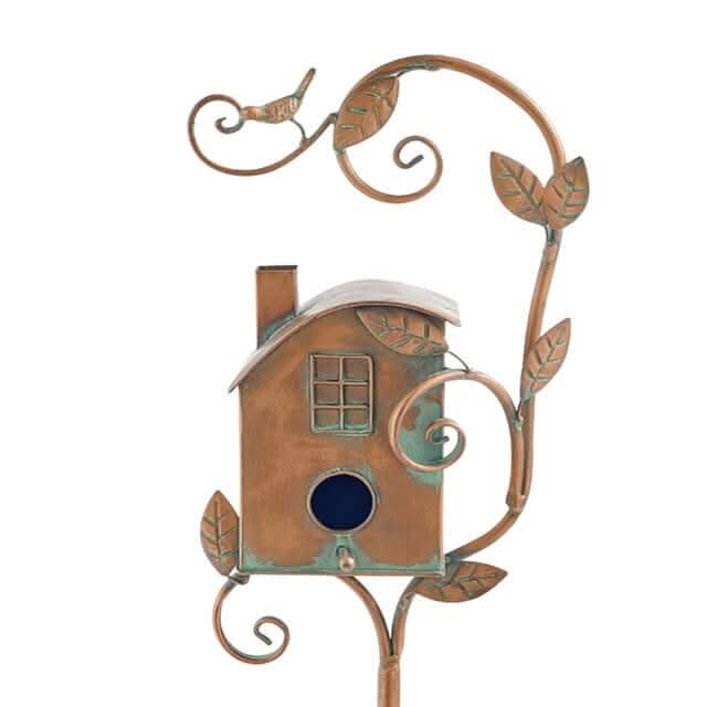 FeatherPost Metal Birdhouse | Whimsical Outdoor Décor with Rustic Charm