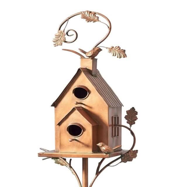 FeatherPost Metal Birdhouse | Whimsical Outdoor Décor with Rustic Charm