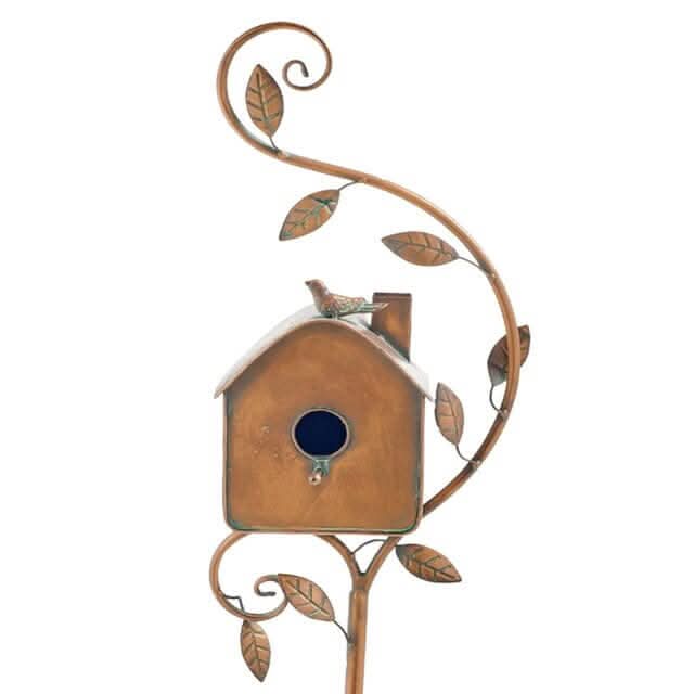 FeatherPost Metal Birdhouse | Whimsical Outdoor Décor with Rustic Charm