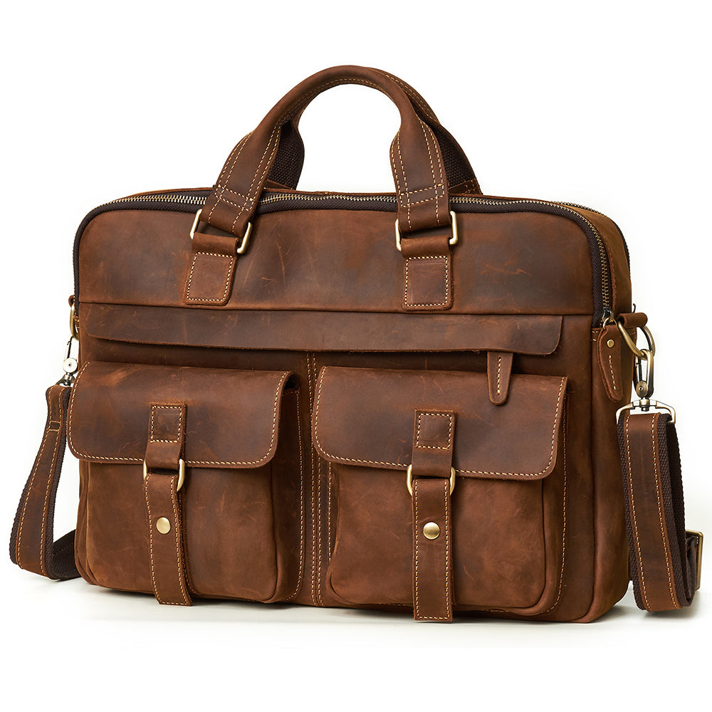 European | Leather Laptop Briefcase and Travel Bag with Ample Storage-3