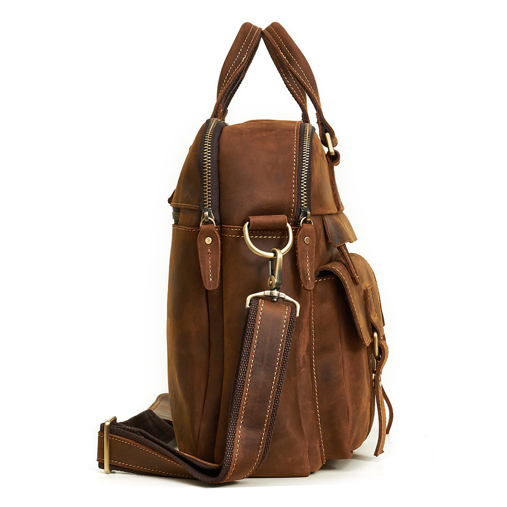 European | Leather Laptop Briefcase and Travel Bag with Ample Storage-4