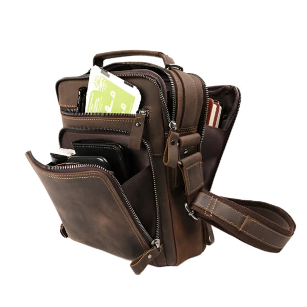 Premium Leather Mens Crossbody Bag | Stylish Everyday Messenger Bag-3