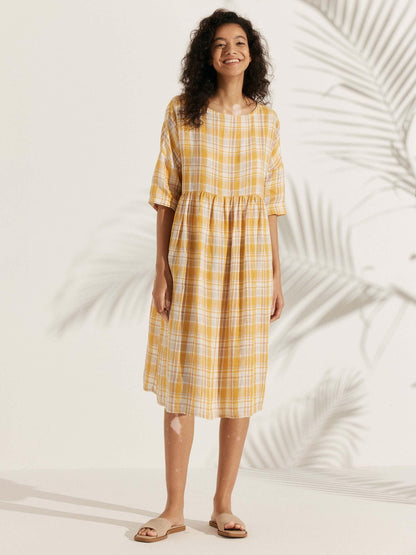 Piper | Women’s Linen A-Line Midi Dress