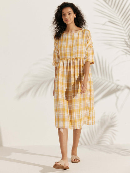 Piper | Women’s Linen A-Line Midi Dress