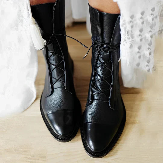 Evelyn | Women’s Leather Ankle Boots with Sleek Cap Toe