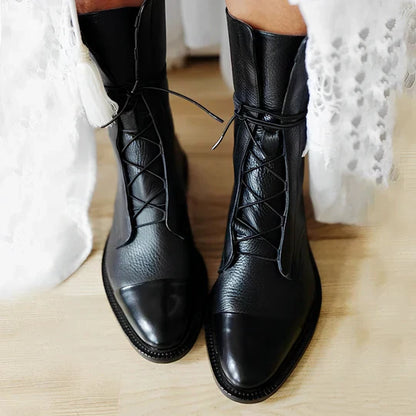 Evelyn | Women’s Leather Ankle Boots with Sleek Cap Toe