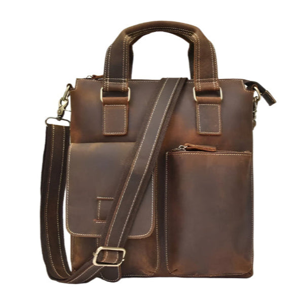 Classic Brown | Men's Leather Laptop Bag - 12 Inch, Water-Resistant, Durable Design-1