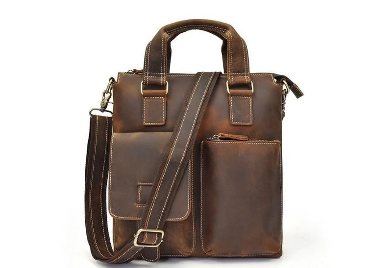 Classic Brown | Men's Leather Laptop Bag - 12 Inch, Water-Resistant, Durable Design-1
