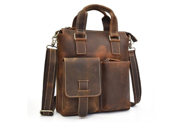 Classic Brown | Men's Leather Laptop Bag - 12 Inch, Water-Resistant, Durable Design-2