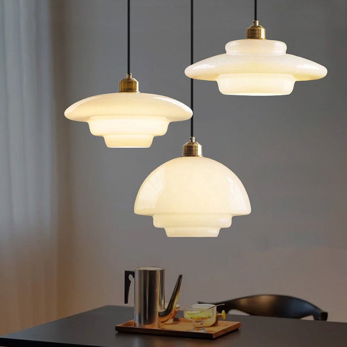 Opal Halo Pendant | Luxe Frosted Glass Light with Mid-Century Elegance