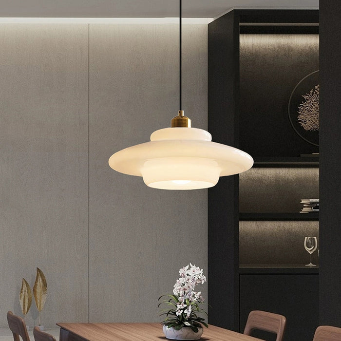 Opal Halo Pendant | Luxe Frosted Glass Light with Mid-Century Elegance