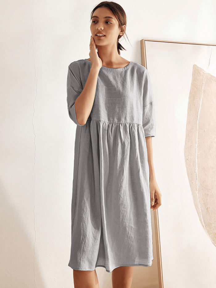 Piper | Women’s Linen A-Line Midi Dress