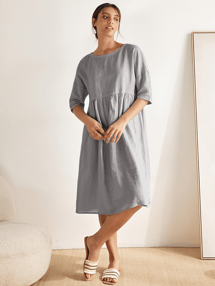 Piper | Women’s Linen A-Line Midi Dress