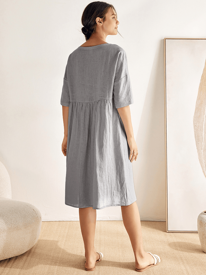Piper | Women’s Linen A-Line Midi Dress