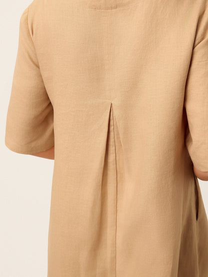 Addison | Women’s Linen Side-Gathered Bow Maxi Dress