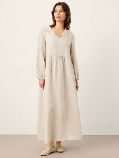 Avery | Women’s Linen Sculpted Hood Caftan Maxi Dress