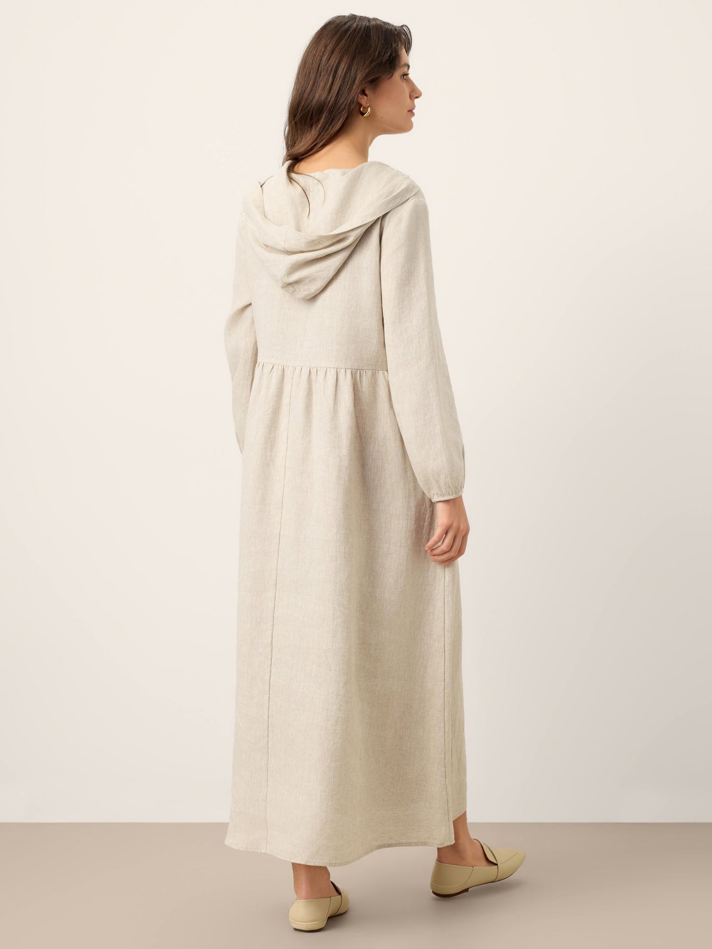 Avery | Women’s Linen Sculpted Hood Caftan Maxi Dress