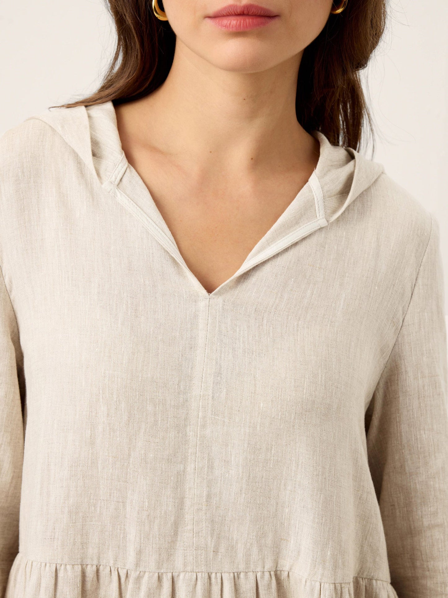 Avery | Women’s Linen Sculpted Hood Caftan Maxi Dress