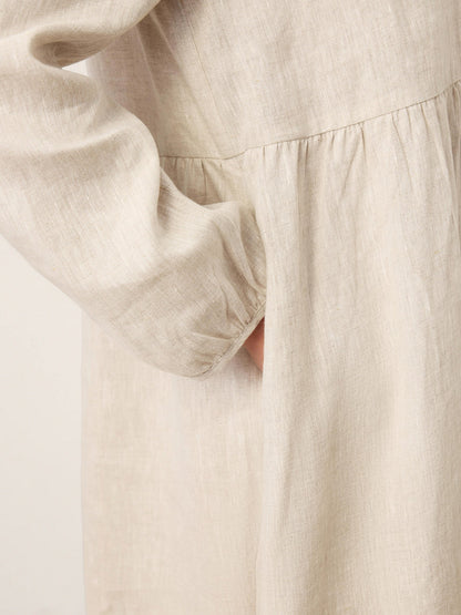 Avery | Women’s Linen Sculpted Hood Caftan Maxi Dress