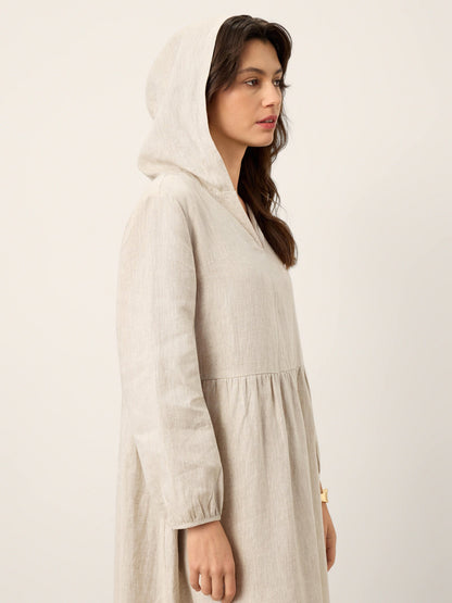 Avery | Women’s Linen Sculpted Hood Caftan Maxi Dress