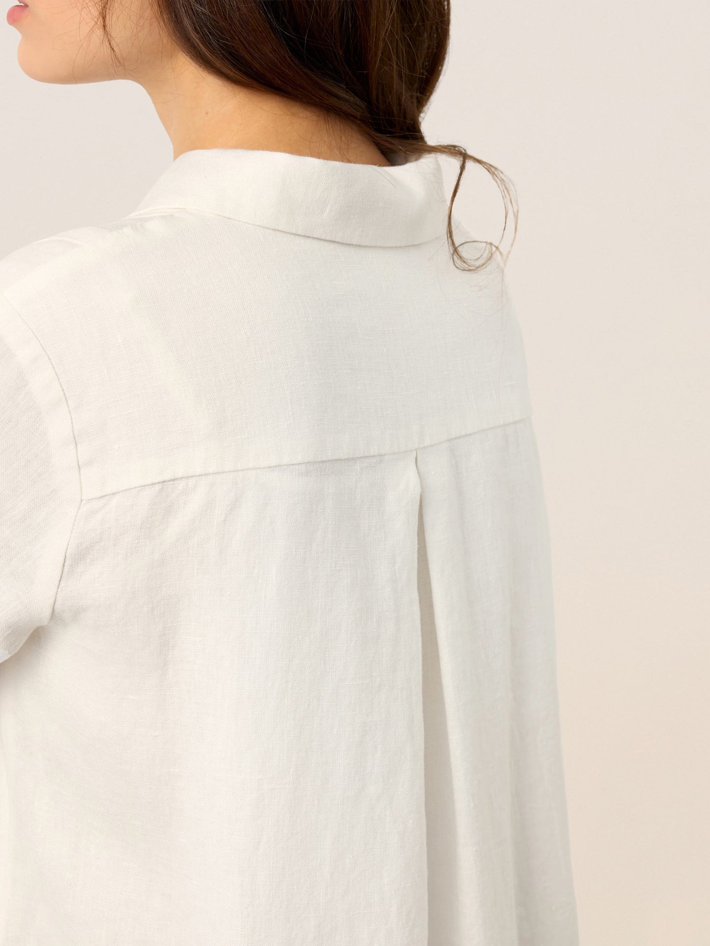 Kendall | Women’s Linen Embroidered Pintuck Midi Shirt Dress