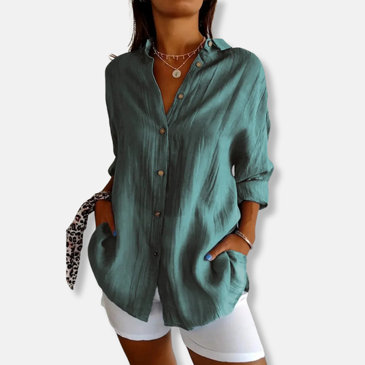 Savannah | Women’s Crinkled Long Sleeve Button-Up Shirt