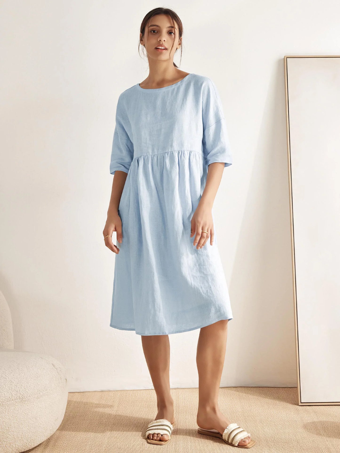 Piper | Women’s Linen A-Line Midi Dress