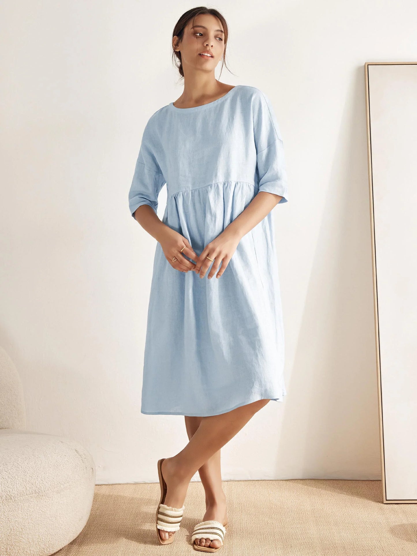 Piper | Women’s Linen A-Line Midi Dress