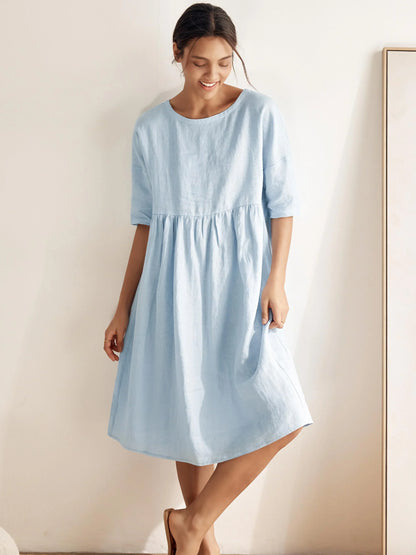 Piper | Women’s Linen A-Line Midi Dress