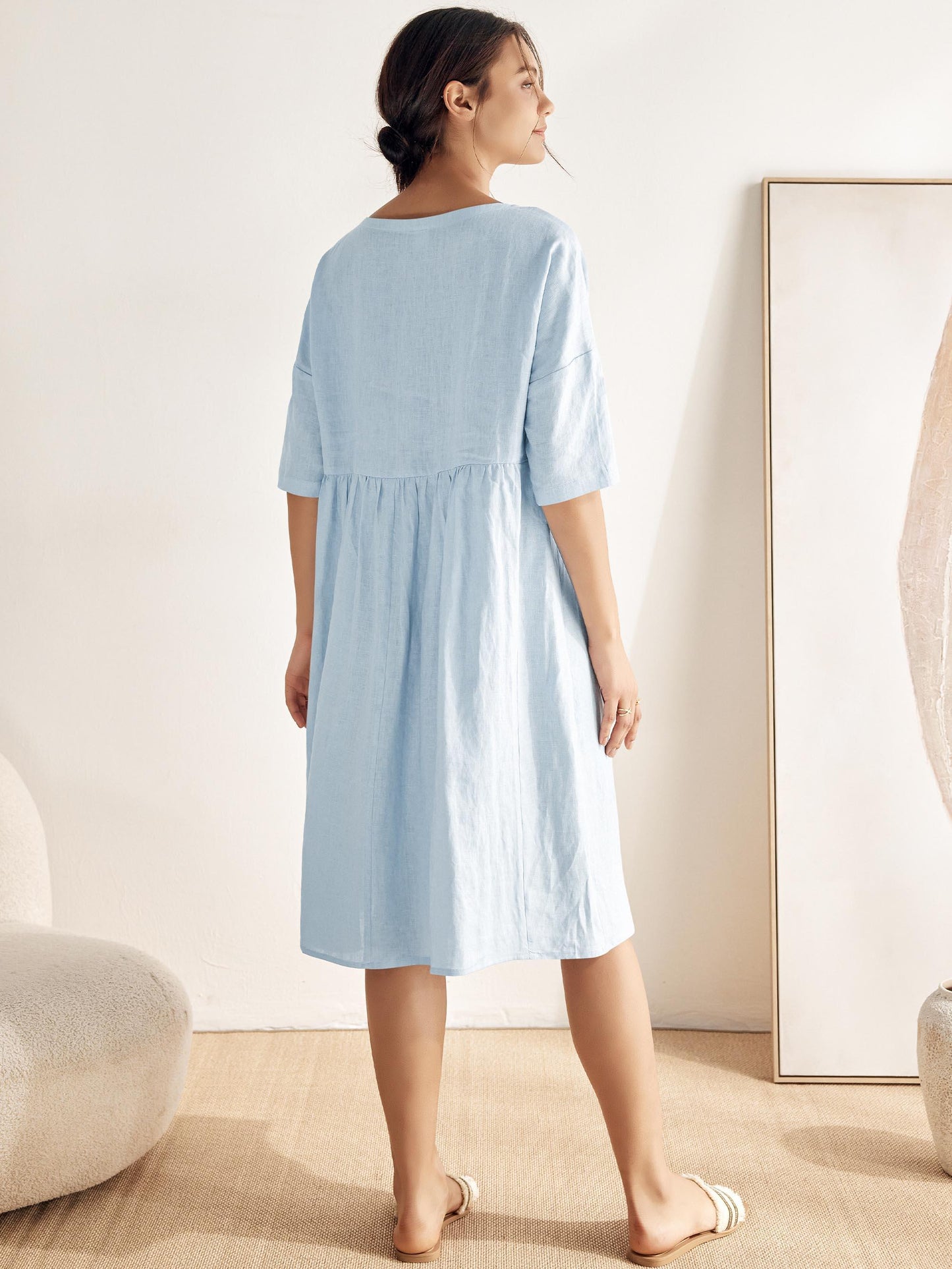 Piper | Women’s Linen A-Line Midi Dress