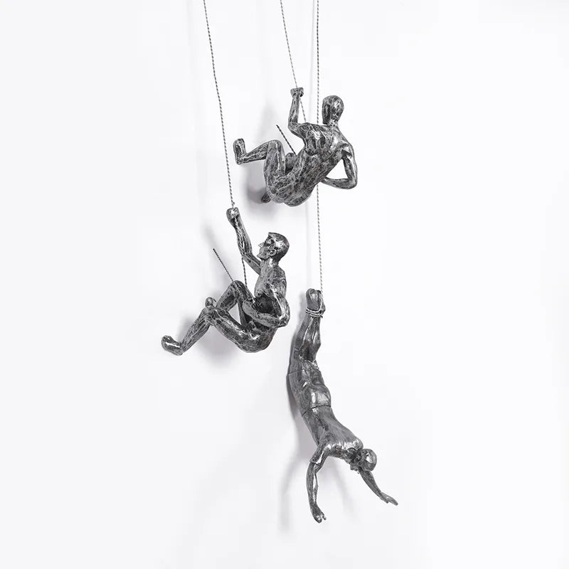 Elevate Living | GravityBold Climbing Man Wall Sculpture Set in Modern Resin
