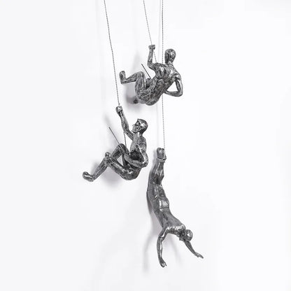 Elevate Living | GravityBold Climbing Man Wall Sculpture Set in Modern Resin