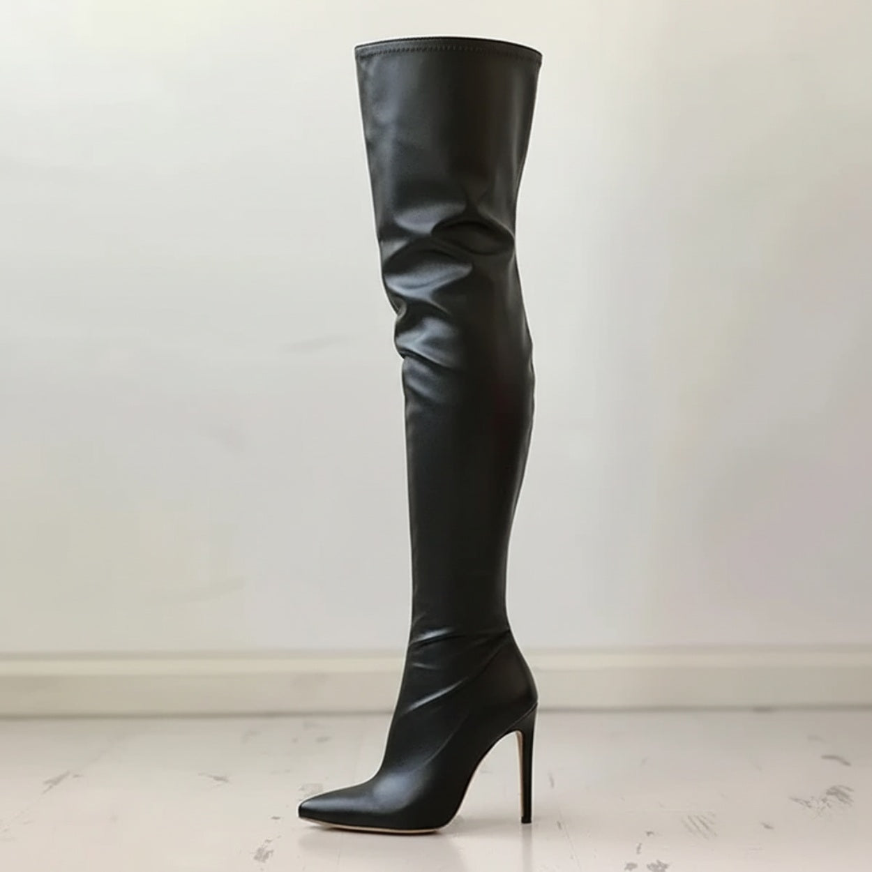 Isabella | Women’s Pointed Leather Overknee Boots with Stiletto Heel