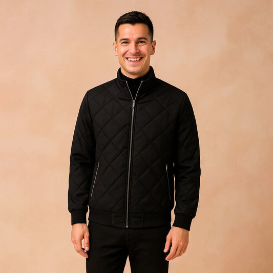 Bryan | Men’s Regular Fit Quilted Jacket with Ribbed Collar & Hem