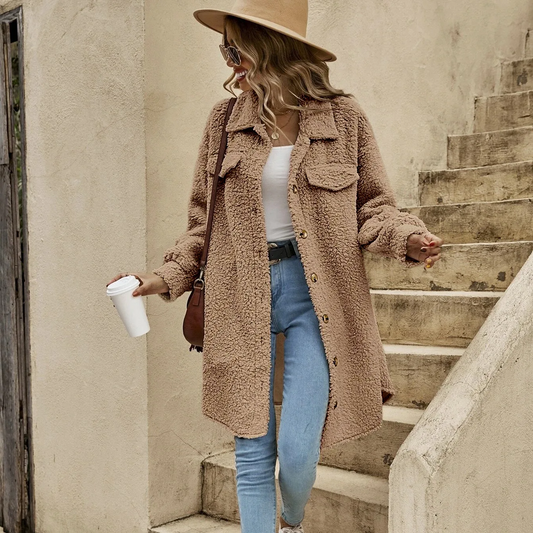 Kaia | Women’s Long Fit Winter Coat with Button Closure