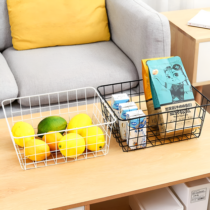 GridHaus Wire Basket | Modern Storage with Handles for Effortless Organization