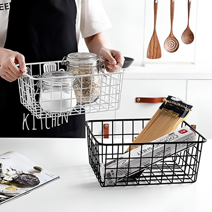 GridHaus Wire Basket | Modern Storage with Handles for Effortless Organization