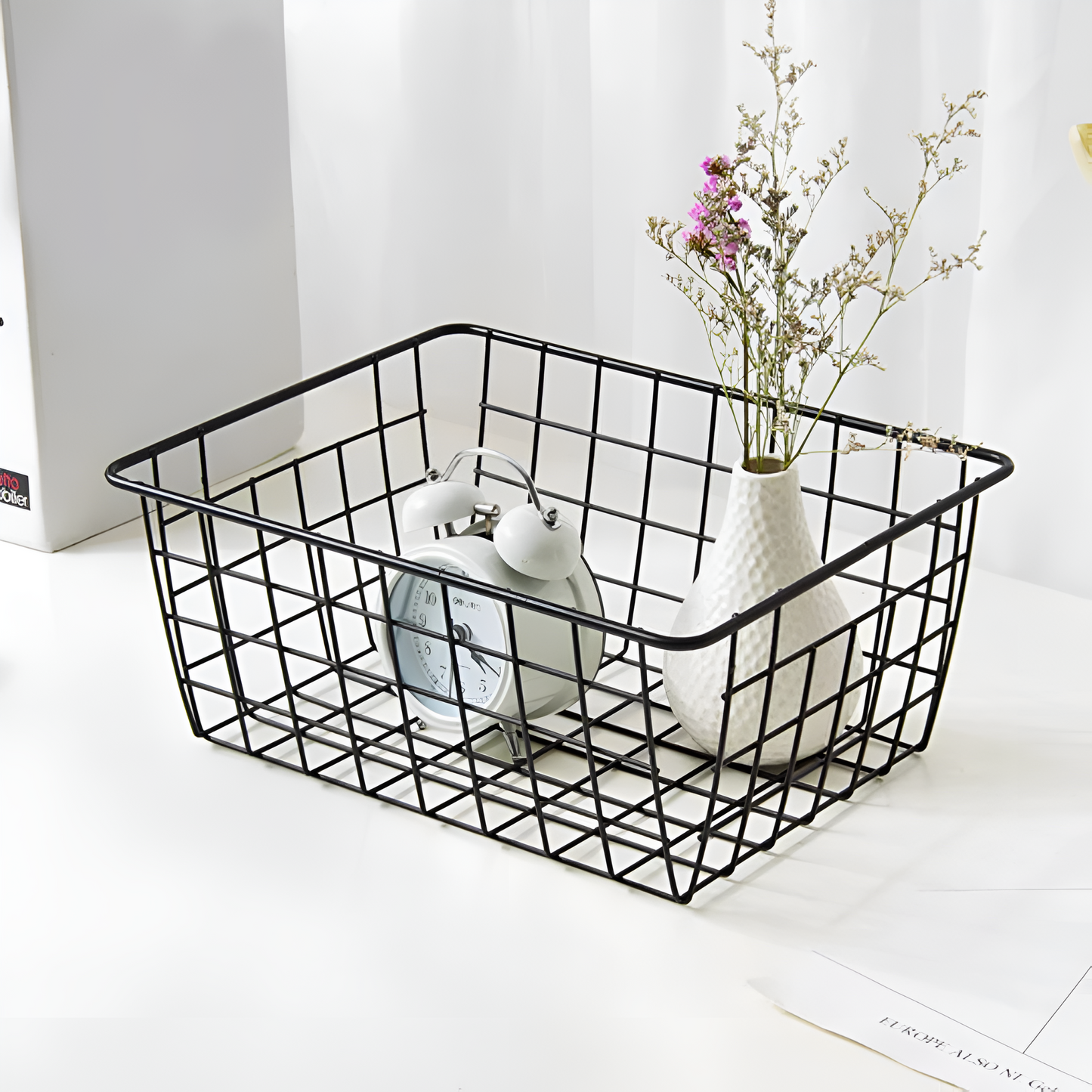 GridHaus Wire Basket | Modern Storage with Handles for Effortless Organization