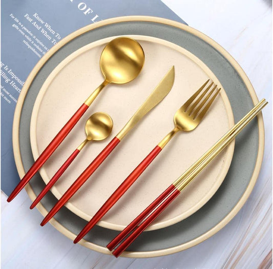 PrestigeCut 24-Piece | Gold & Silver Stainless Steel Dining Collection