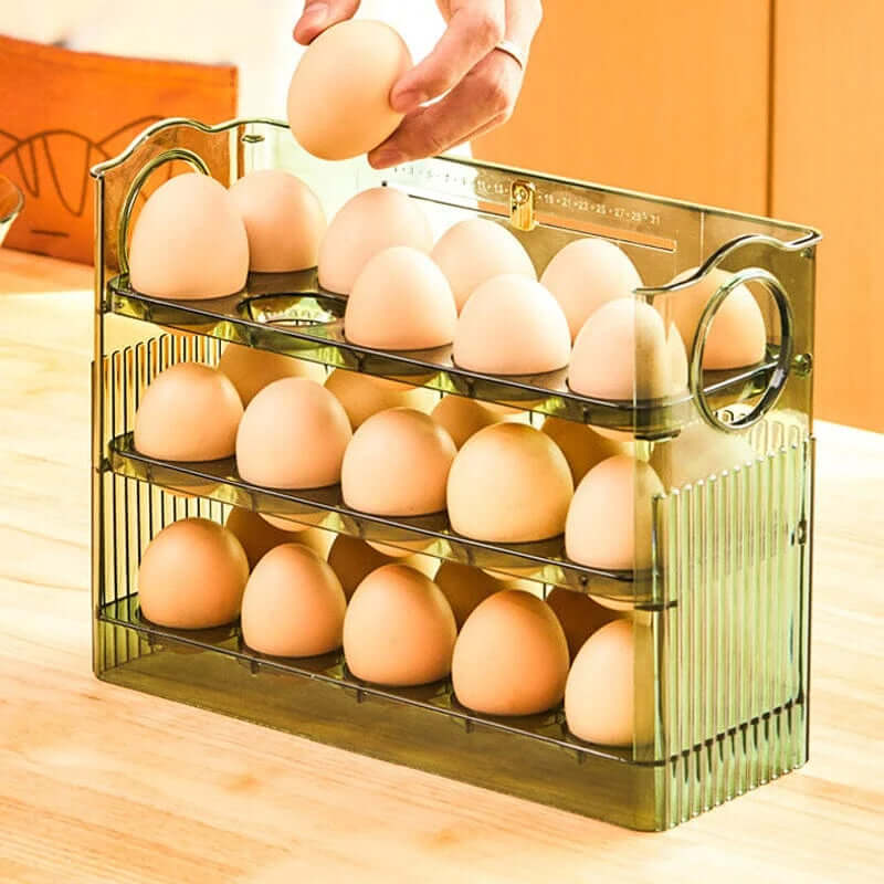 PureStore Egg Organizer | Space-Saving Clear Rolling Tray
