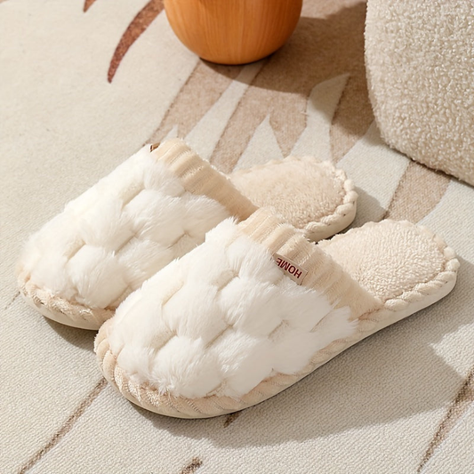 Soft Fleece Winter Slippers | Closed-Toe Warm Indoor Shoes for Home Use