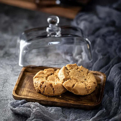 Tray Butter Dish | Wooden Base with Sleek Glass Lid