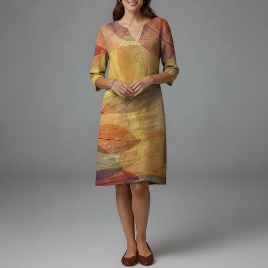 Sienna | Women’s Floral V-Neck Midi Dress with Artistic Print