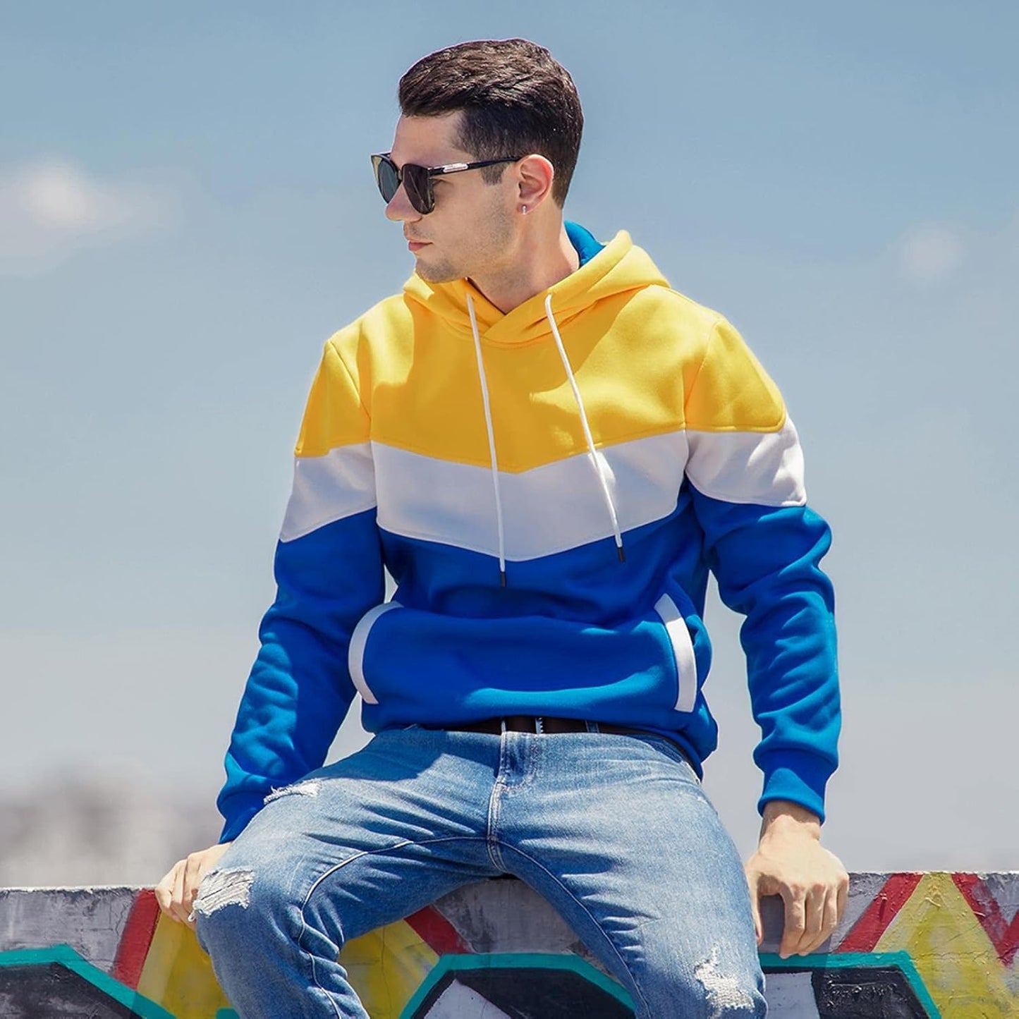 Maverick | Men’s Casual Cotton Blend Color block Hoodie