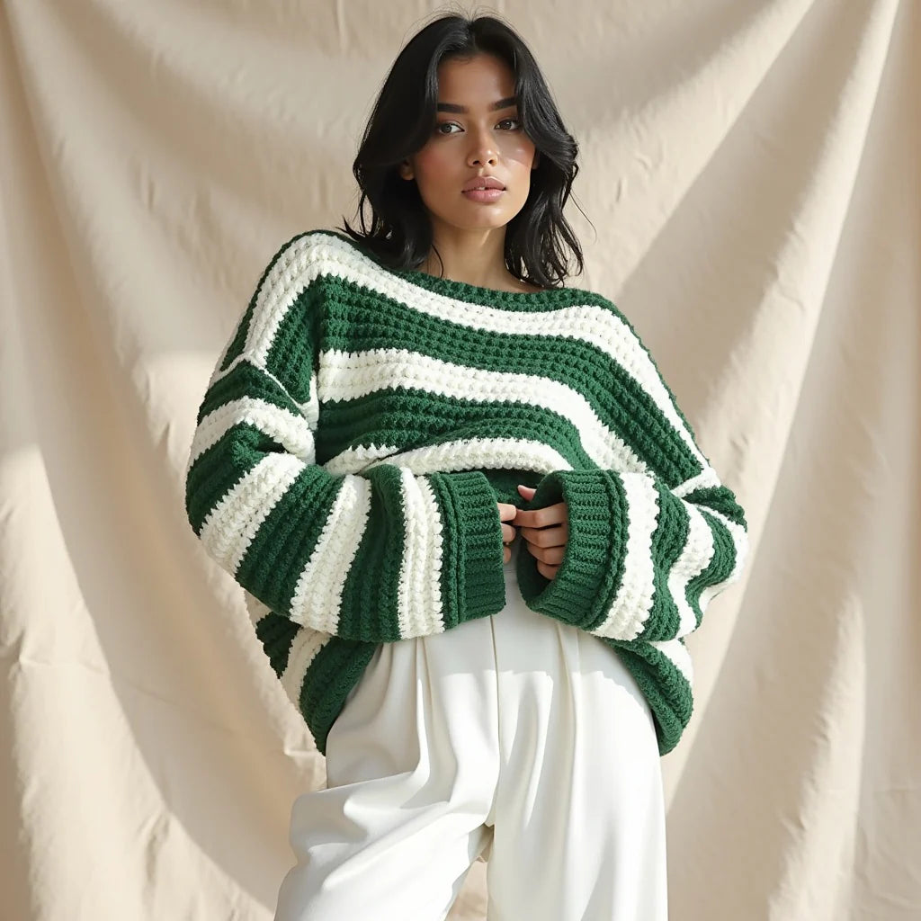 Camille | Women’s Bold Striped Sweater with Relaxed Fit