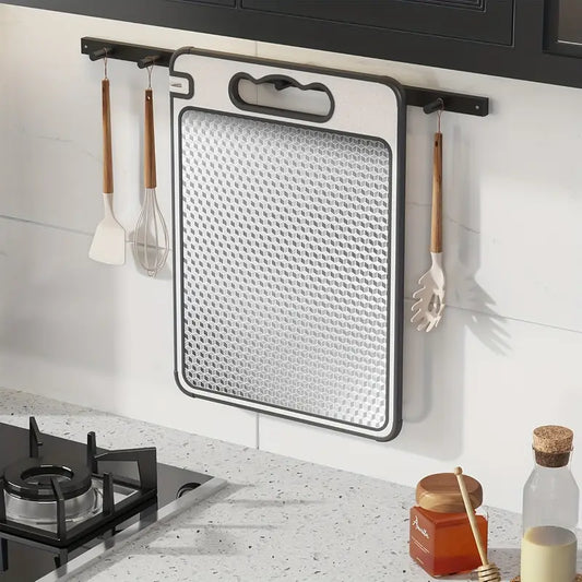 Reversible Cutting Board | Stainless Steel Dual-Sided with Sharpener