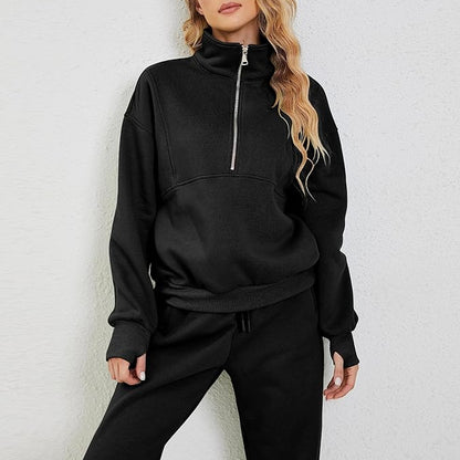 Hailey | Women’s Two-Piece Tracksuit Set – Zip-Up High Neck Top & Elastic Pants