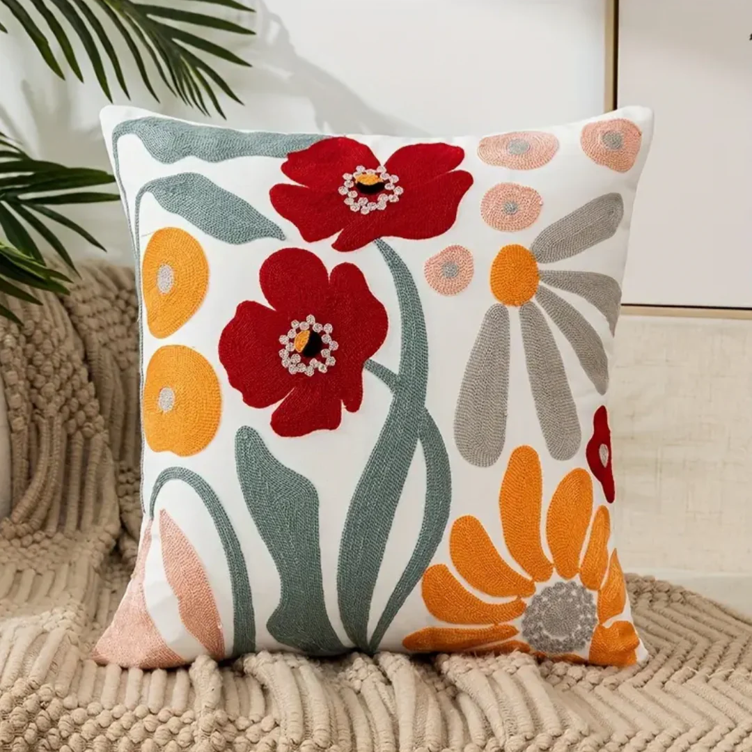 Bloom & Nest | PetalWhisper Floral Pillow 45x45 cm in Cotton-Poly Blend
