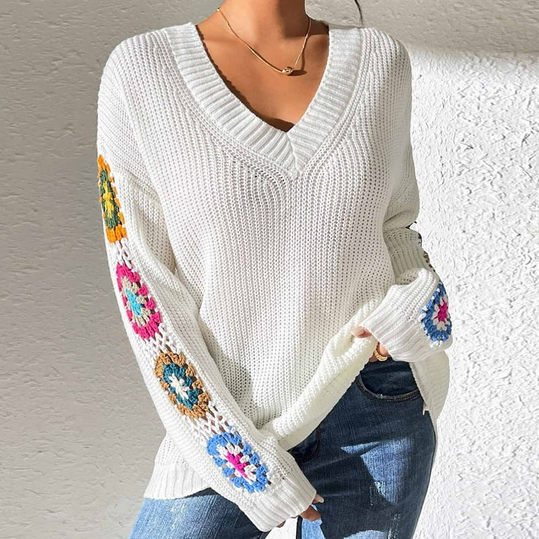 Maris | Women’s Relaxed Bohemian Crochet Sleeve Sweater