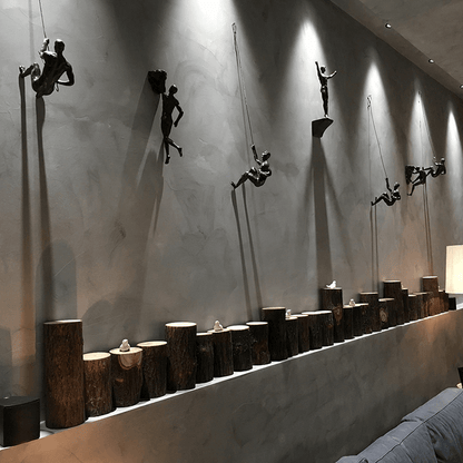 Elevate Living | GravityBold Climbing Man Wall Sculpture Set in Modern Resin